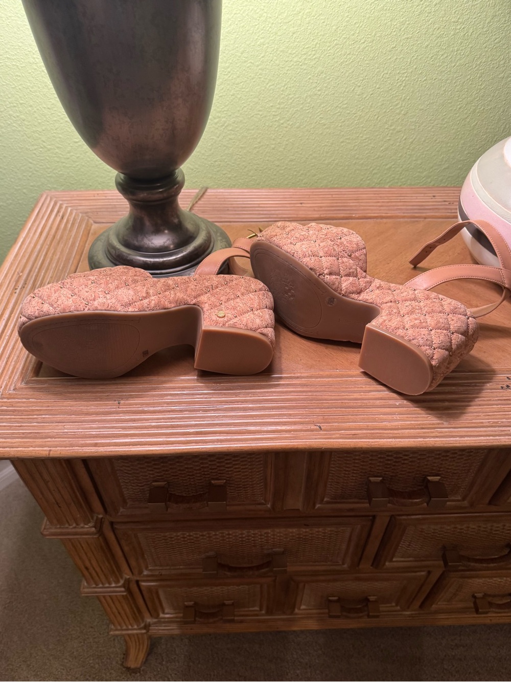 Quilted Cork Platform Sandals - Tan - Picture 6 of 6
